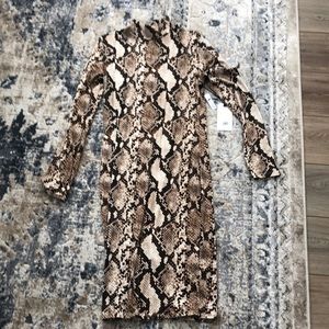 Size S - Leith body-con brown snakeskin design dress; never worn with tags